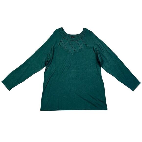 Torrid Green Crisscross Pullover Sweater 3 22/24 - Picture 1 of 8